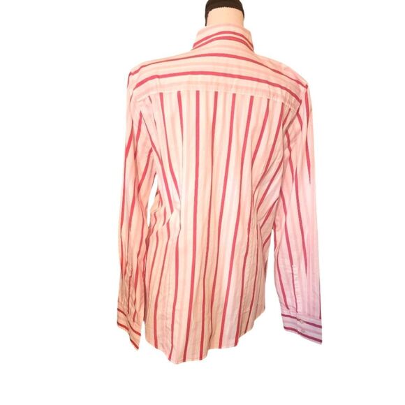 J Crew Factory Striped Button Down Shirt in Pink, White, Red, Sz. L - Picture 3 of 5